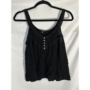 Ambiance Black Spaghetti Strap Lace Button Tank Top size M